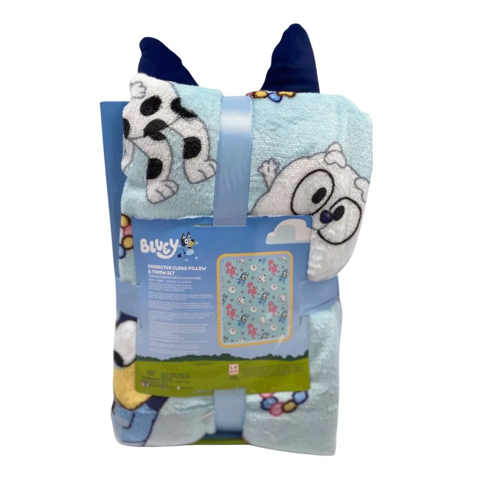 Bluey Character Cloud Pillow and Throw Set Blue Fleece Blanket 40x50 Northwest